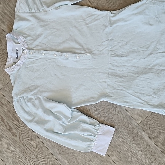 Sylvian Heach Vintage-Inspired Mint Green Puff Sleeve Shift Dress - Picture 2 of 14